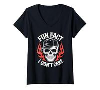 Mujer Dicho divertido Hecho divertido No me importa esqueleto broma sarcástica Camiseta Cuello V