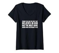 Mujer Dicho Divertido Orgulloso El Que cree Que Dios Tiene más Armas Camiseta Cuello V