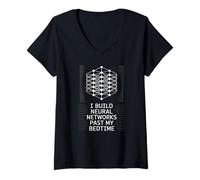 Mujer Dicho divertido que construyo redes neuronales más allá de mi broma de IA a la hora de acostarse Camiseta Cuello V