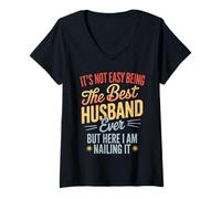 Mujer Dicho divertido que no es fácil ser el mejor esposo jamás bromeado Camiseta Cuello V