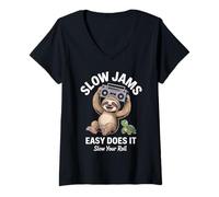 Mujer Dicho Divertido Slow Jams Fácil ¿Lo Hace frío Humor Mujeres Hombres Camiseta Cuello V