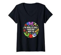 Mujer Dicho Gracioso Que el Mundo Cruel por lo Tanto no Camiseta Cuello V