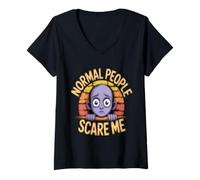Mujer Dichos Graciosos de la Gente Normal me asustan Refranes Graciosos Camiseta Cuello V