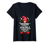 Mujer Diciembre Acerca a Venezuela a mi corazón Camiseta Cuello V