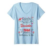 Mujer Diciembre Cumpleaños Nació Una Reina en Diciembre 1966 Diciembre Camiseta Cuello V