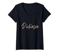 Mujer Dickinson North Dakota Diseño Elegante Vintage Camiseta Cuello V