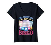 Mujer Did Someone Say Bingo Emoción, juego, victoria Camiseta Cuello V