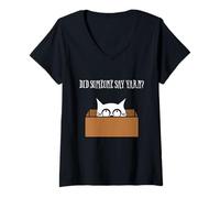 Mujer Did Someone Say Yarn Funny Cat Lover Knitting Crochet Hobby Camiseta Cuello V