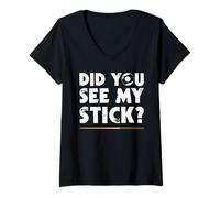 Mujer Did You See my Stick? Billar Divertido Jugador de Billar Camiseta Cuello V