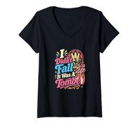 Mujer Didn'T Fall It Was a Tombe Funny Ballet Pointe Shoes Dance Camiseta Cuello V