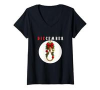 Mujer Diecember. I Hate Xmas. Funny Camiseta Cuello V