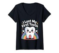 Mujer Diente de bebé perdido perdí mi primer diente Camiseta Cuello V