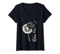 Mujer Diente de león Divertido Blow Me Camiseta Cuello V