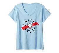 Mujer Diente de tiburón clásico de Jaws Amity Island Camiseta Cuello V