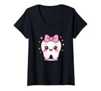 Mujer Diente lindo con diseño de dentista de arco higienista dental Camiseta Cuello V