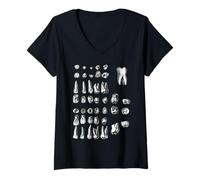 Mujer Dientes Anatomía Ilustración Odontología Dentista Practicante Camiseta Cuello V