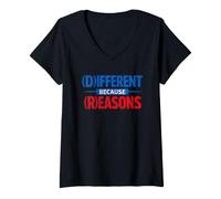 Mujer Diferente Porque Razones Divertida sátira política Camiseta Cuello V