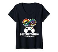 Mujer Different Wiring Same Power Neurodiversidad Gaming Camiseta Cuello V