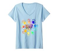 Mujer Difundir Amor No Odio Anti Racismo y Bullying Derechos Humanos Camiseta Cuello V