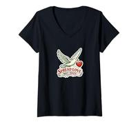 Mujer Difundir Amor no Odio ilustración Camiseta Cuello V