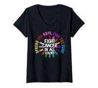 Mujer Difundir la esperanza Encuentra la cura Lucha contra el cáncer Esperanza Cura Cintas Camiseta Cuello V
