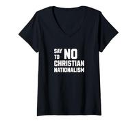 Mujer Diga no al nacionalismo cristiano Gráfico Camiseta Cuello V
