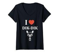 Mujer Dik-Diks Animales Divertido Minimalista i Love Dik-Dik Camiseta Cuello V