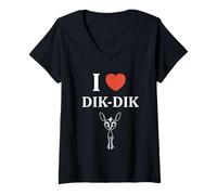 Mujer Dik-Diks Animales Divertido Minimalista i Love Dik-Dik Camiseta Cuello V