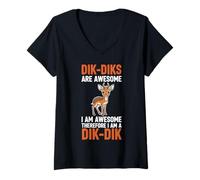 Mujer Dik-Diks Son Impresionantes Soy Impresionante por lo Tanto Soy Un Dik-Dik Camiseta Cuello V