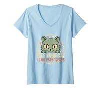 Mujer Dile a Tu Gato Pspspspsps Gracioso Amante Gatos Camiseta Cuello V