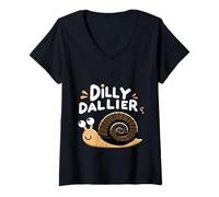 Mujer Dilly Dallier Procrastinación Tiempo de Desperdicio ||- Camiseta Cuello V