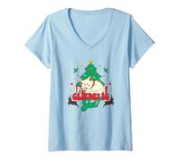 Mujer Dinamarca Feliz Navidad/Glaedelig Jul Camiseta Cuello V