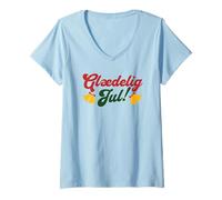 Mujer Dinamarca Feliz Navidad/Glaedelig Jul Camiseta Cuello V