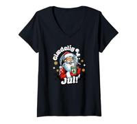 Mujer Dinamarca Feliz Navidad/Glaedelig Jul Camiseta Cuello V