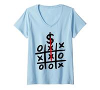 Mujer Dinero GANA Divertido X O Juego Meme Hombre De Negocios Rico Camiseta Cuello V