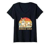 Mujer Dingo Dog Dad, Divertido, Retro, Vintage, mis Perros Son mi Cardio Camiseta Cuello V