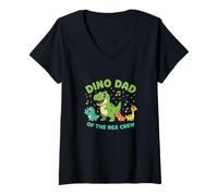 Mujer Dino Dad of The Rex Crew - Camiseta Divertida para el día del Padre Camiseta Cuello V