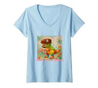 Mujer Dino Dulce - ¡Ruge con Sabor! Camiseta Cuello V
