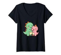 Mujer Dino Friends Forever. Bonito diseño de Dinosaurio Kawaii. Camiseta Cuello V