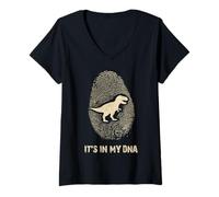 Mujer Dinosaurio ADN Huella Dactilar está en mi ADN Divertido fósil Camiseta Cuello V