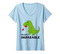 Mujer Dinosaurio de Juego de Palabras español T-Rex imparable Camiseta Cuello V