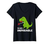 Mujer Dinosaurio de Juego de Palabras español T-Rex imparable Camiseta Cuello V