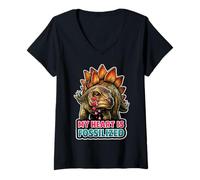 Mujer Dinosaurio EMO Dinosaurio Triste Dinosaurio Emocional Dino Existencial Camiseta Cuello V