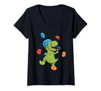 Mujer Dinosaurio Escalada Pared Escalada Roca Roca Boulder Camiseta Cuello V