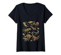 Mujer Dinosaurio Fósiles Esqueleto T Rex Paleontología Museo Ciencia Camiseta Cuello V
