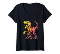 Mujer Dinosaurio Graffiti Tiranosaurio Camiseta Cuello V