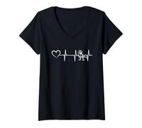 Mujer Dinosaurio Heartbeat Dino Heartbeat Heart Dino Lover Camiseta Cuello V