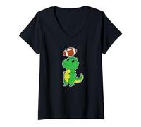 Mujer Dinosaurio Juega fútbol Americano Camiseta Cuello V