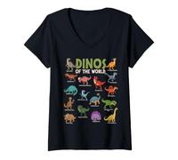 Mujer Dinosaurios Lindos Amantes de los Animales jurásicos del Mundo Camiseta Cuello V