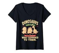 Mujer Dinosaurios no usaron Hilo Dental Humor Divertido higiene Dental Camiseta Cuello V